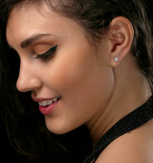 Lab Diamond Flower Cluster Earrings 0.50ct set in 9K Gold
